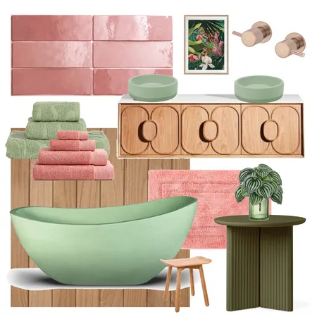 Green + Pink Bathroom Interior Design Mood Board by Lauren Thompson on Style Sourcebook