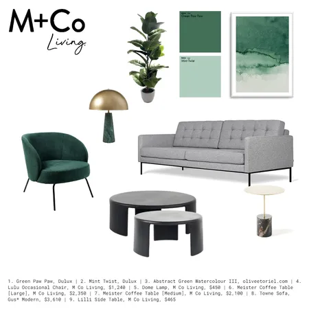 A Green Retreat Interior Design Mood Board by M+Co Living on Style Sourcebook