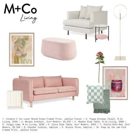 Pretty in Pink Interior Design Mood Board by M+Co Living on Style Sourcebook