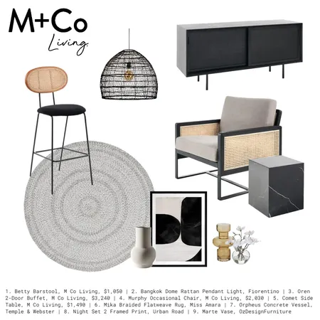 Boho in Black Interior Design Mood Board by M+Co Living on Style Sourcebook