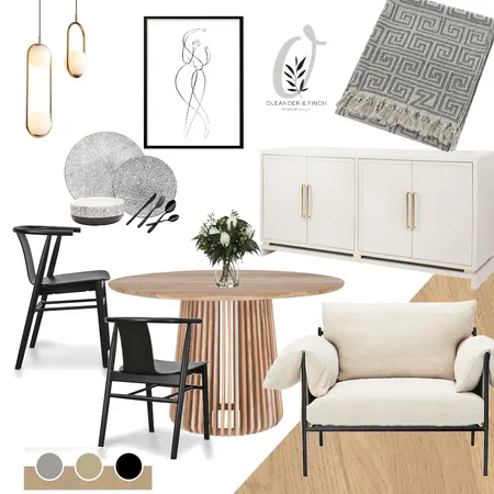 B&W dining Interior Design Mood Board by Oleander & Finch Interiors on Style Sourcebook