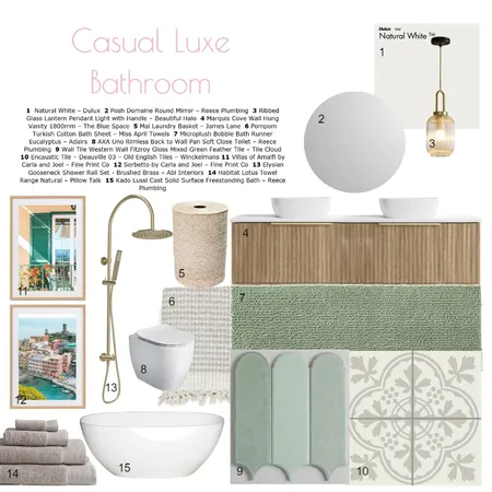 Casual Luxe Bathroom Interior Design Mood Board by Rachel Brine on Style Sourcebook