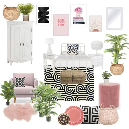 Pink and black bedroom Interior Design Mood Board by RachelLH on Style Sourcebook