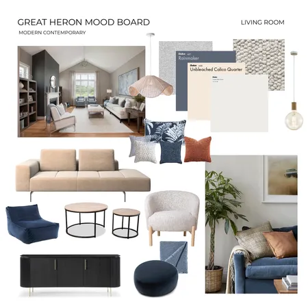 Great Heron Living Room Interior Design Mood Board by nataabansi on Style Sourcebook