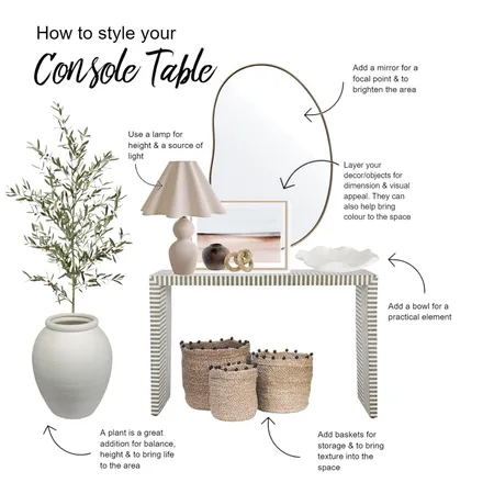 How to style your console table Interior Design Mood Board by Meraki Home Design on Style Sourcebook