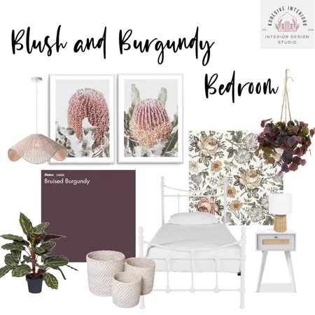 Blush and Burgundy Bedroom Interior Design Mood Board by Kohesive on Style Sourcebook