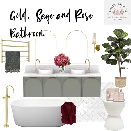 Gold Sage and Rose Bathroom Interior Design Mood Board by Kohesive on Style Sourcebook