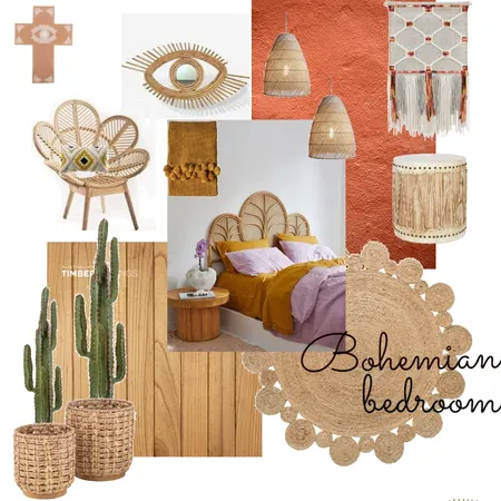 boho bedroom Interior Design Mood Board by Tanvi on Style Sourcebook