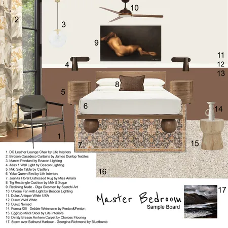 Natural Monochrome Master Bedroom Interior Design Mood Board by Greenterior Design on Style Sourcebook