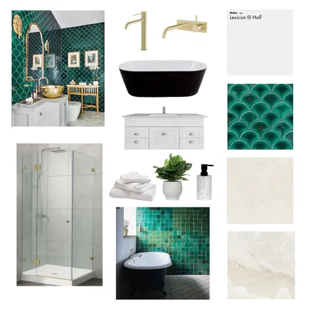 Royal Green Bathroom Interior Design Mood Board by Greenterior Design on Style Sourcebook