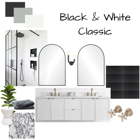 Tara Master Bath Black & White Classic Interior Design Mood Board by alexnihmey on Style Sourcebook