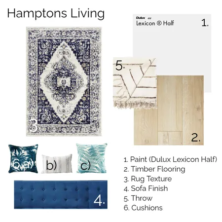 Hamptons Living Paint and Fabric Board Interior Design Mood Board by hayleyponchard on Style Sourcebook