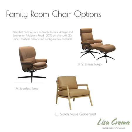 Family Room Chair Options Interior Design Mood Board by Lisa Crema Interiors and Styling on Style Sourcebook