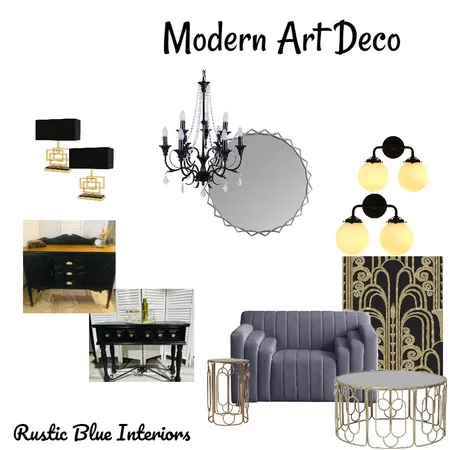 Modern Art Deco Living Interior Design Mood Board by Rustic Blue Interiors on Style Sourcebook