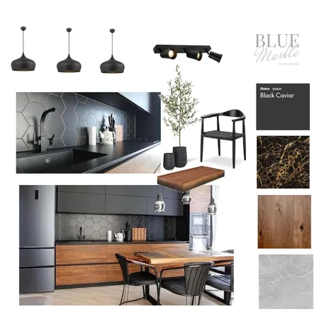 Black & wood Kitchen mood board Interior Design Mood Board by Blue Marble Interiors on Style Sourcebook