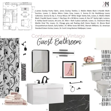 Contemporary Vintage Bathroom Interior Design Mood Board by Kat Morris Interior Design on Style Sourcebook