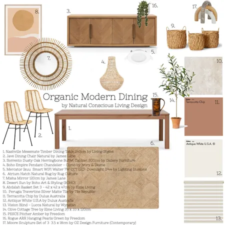 Organic Modern Dining Sample Board Interior Design Mood Board by Natural Conscious Living Design on Style Sourcebook