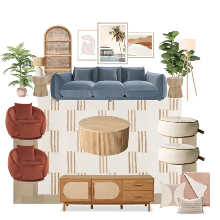 Pink and Blue Living Room Interior Design Mood Board by westofhere on Style Sourcebook