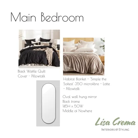 Main Bedroom Interior Design Mood Board by Lisa Crema Interiors and Styling on Style Sourcebook