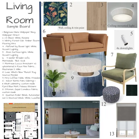 Sample Board Living Room Interior Design Mood Board by KarenMcMillan on Style Sourcebook