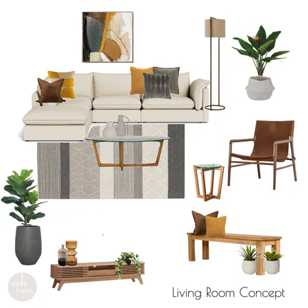 Living Room Concept - Mustard and Tan Interior Design Mood Board by indi haus on Style Sourcebook