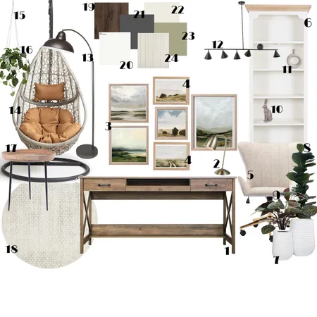 Moder Farmhouse Study Room Interior Design Mood Board by Dan-mari Brits on Style Sourcebook