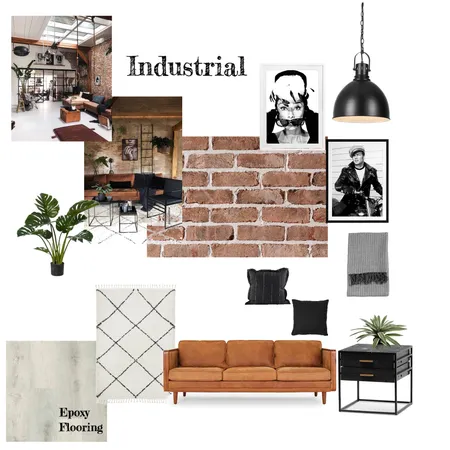 Industrial Living Space Interior Design Mood Board by WhitneyJ on Style Sourcebook