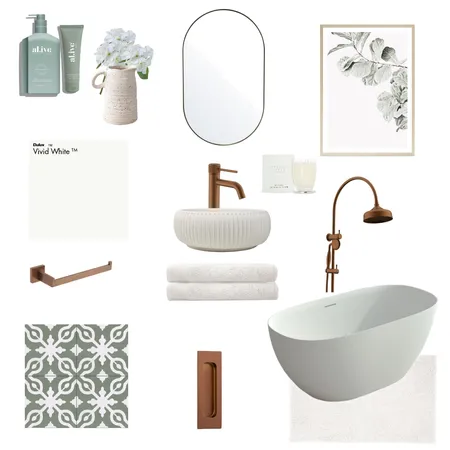 Green bathroom Interior Design Mood Board by Ordinary Made Beautiful on Style Sourcebook