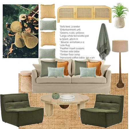 Snorkelling in the Shallows print- greens, straw & rusts Interior Design Mood Board by LaraMcc on Style Sourcebook