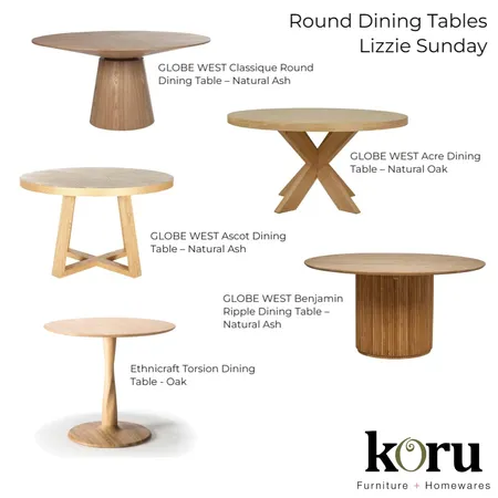 Lizzie Sunday - Round Dining Tables Interior Design Mood Board by bronteskaines on Style Sourcebook