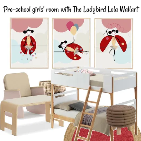 Pre-school girls room with The Ladybird Lola Wall art Interior Design Mood Board by Gos from Design Home Space on Style Sourcebook