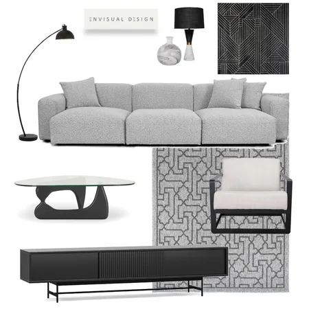 Black and Grey Living room Interior Design Mood Board by envisual design on Style Sourcebook