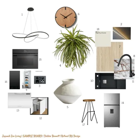 Kitchen Sample Board Japandi Scheme Module 10 Interior Design Mood Board by Refined By Design Pty Ltd on Style Sourcebook