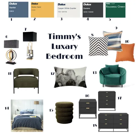 Timmy's Luxury bedroom 3 Interior Design Mood Board by bakermichelle765@yahoo.com on Style Sourcebook