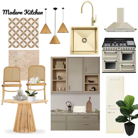 Modern Kitchen in Oat and Gold Color Interior Design Mood Board by lisadoecke on Style Sourcebook