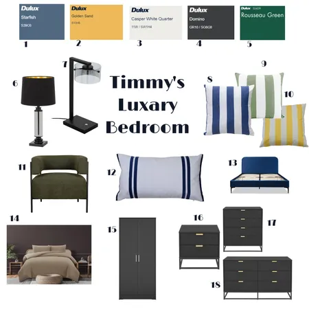 Timmy's Luxury bedroom Interior Design Mood Board by bakermichelle765@yahoo.com on Style Sourcebook