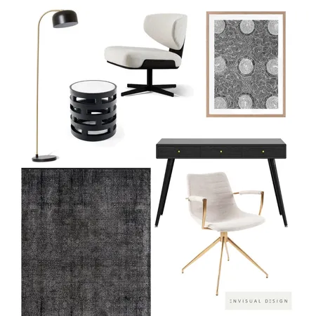 black and white Study Interior Design Mood Board by envisual design on Style Sourcebook