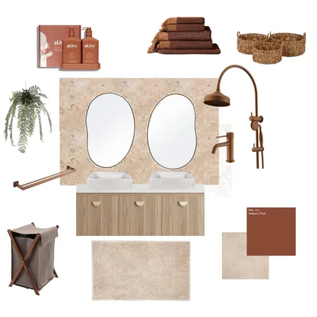 Warm red and walnut tones bathroom Interior Design Mood Board by Suite.Minded on Style Sourcebook