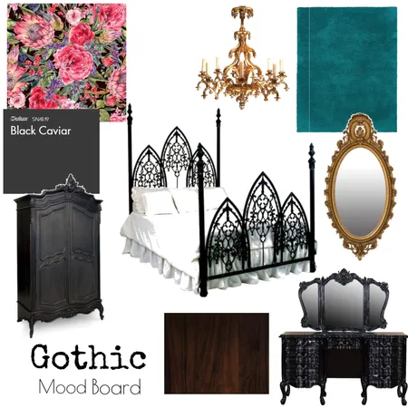 Gothic Bedroom Interior Design Mood Board by Bibbsy on Style Sourcebook