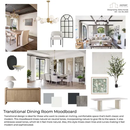 Transitional Dining Room Interior Design Mood Board by On Point Staging and Design on Style Sourcebook