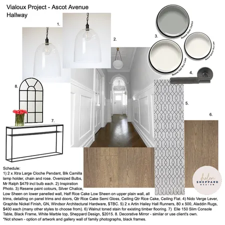 Ascot Ave Project - Hallway V1 Interior Design Mood Board by Helen Sheppard on Style Sourcebook