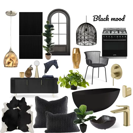 Black with gold accent Interior Design Mood Board by lisadoecke on Style Sourcebook