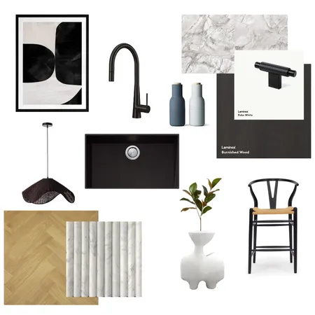 Monochrome kitchen Interior Design Mood Board by Reflective Styling on Style Sourcebook