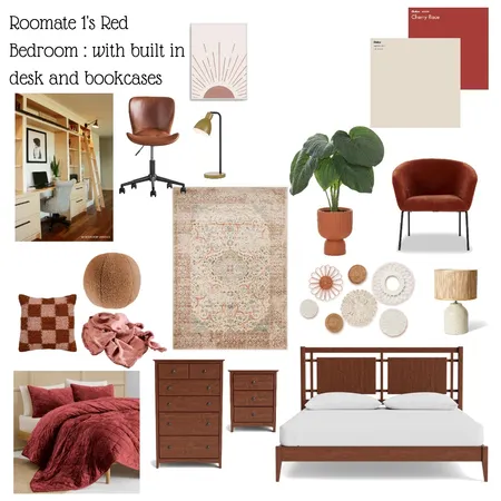 Roomate 1 Red Bedroom Interior Design Mood Board by Beverly Zaske on Style Sourcebook