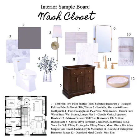 Wash Closet Sample Board Interior Design Mood Board by jenna.lea.wilson@gmail.com on Style Sourcebook