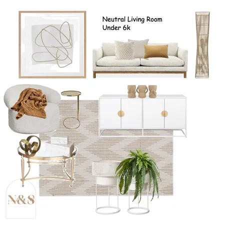 Neutral Living Room Under 6K Interior Design Mood Board by Christina Gomersall on Style Sourcebook