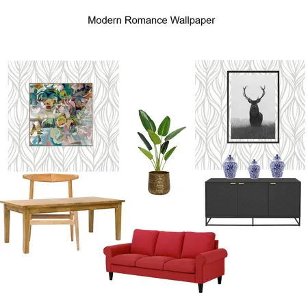 Wallpapered Dining wall Prints Modern Romance Wallpaper- Edith Interior Design Mood Board by Asma Murekatete on Style Sourcebook