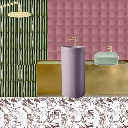 Bath - Green Pink Marble Interior Design Mood Board by dl2407 on Style Sourcebook