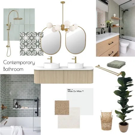 Contemporary Sage Green Bathroom Interior Design Mood Board by Chloe_mtt on Style Sourcebook