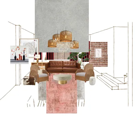 Coral Boho Loft Interior Design Mood Board by Sofia Saed-Shakh on Style Sourcebook